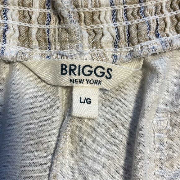 Briggs New York | Women's | Beige Striped Pull On Linen Blend Short - Size Large - Picture 6 of 11
